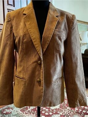 Vintage 70's Collections Blazer Women’s Sz Petite 14 Tan Corduroy Blazer Jacket